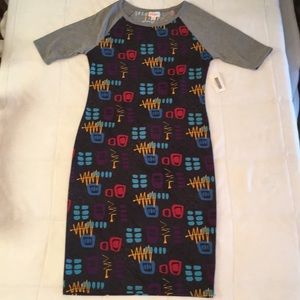 Boho abstract t-shirt summer dress bodycon XS